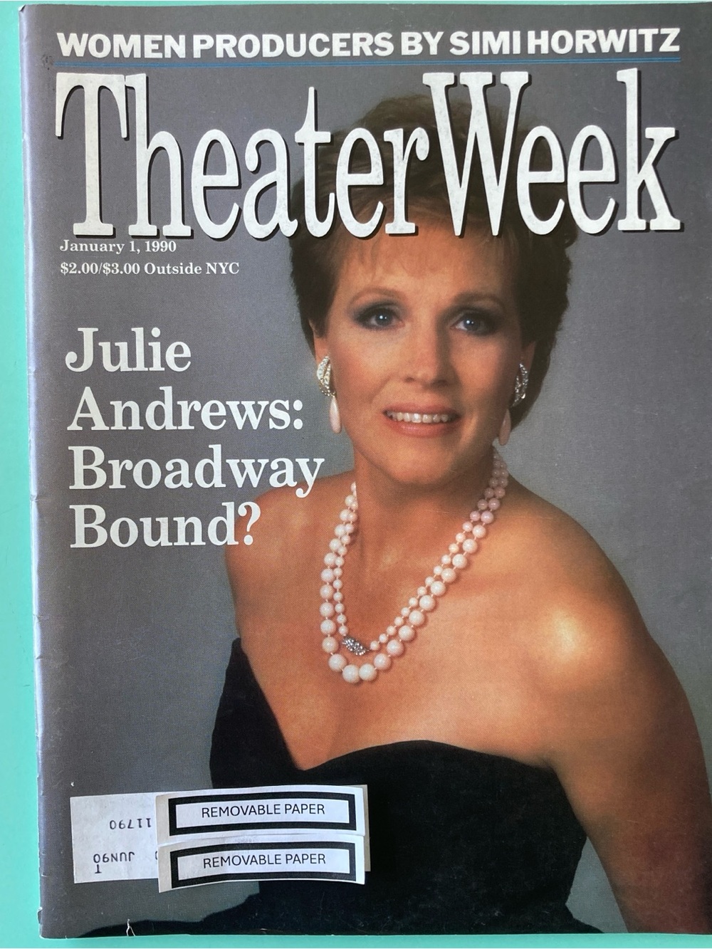 Julie Andrews -WOMEN PRODUCERS Theater Week Magazine January 1 1990 Label Attach